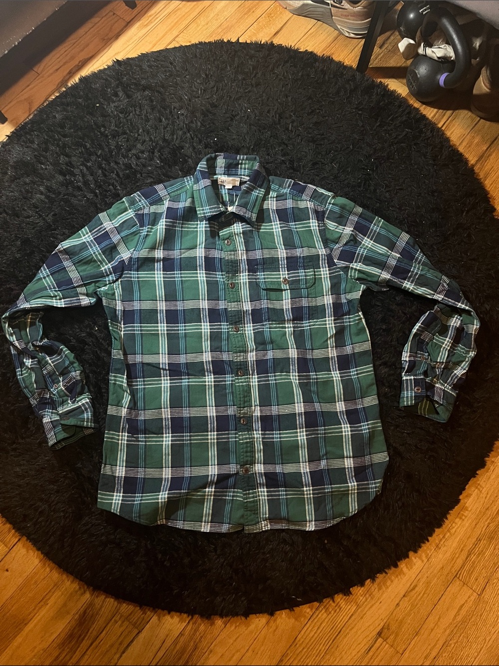 GAP Blue and Green Plaid Button-Down Shirt
